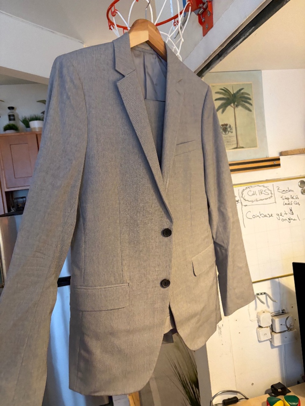 Theory Men's Light Gray Slim Fit Suit 2-Piece 36R